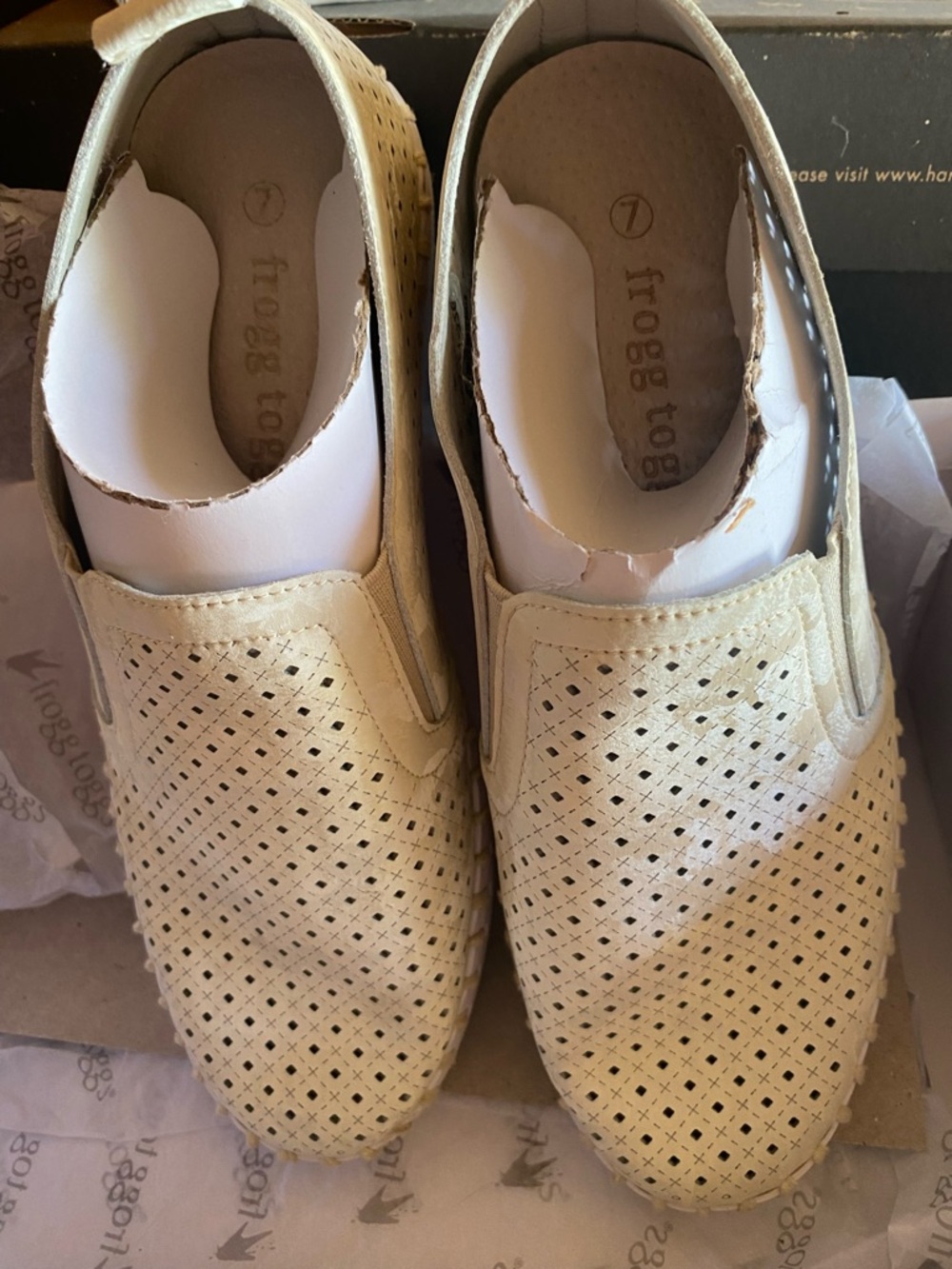 Frogg Toggs Perforated Slip-On Loafers in Cream